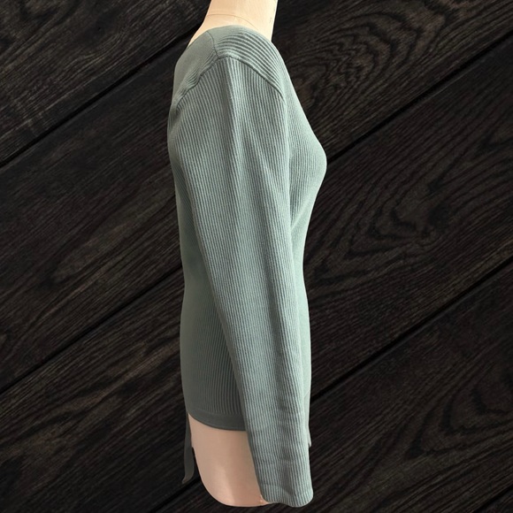 Abercrombie & Fitch Ribbed Knit Square Neck Teal Bodysuit Women's Size Medium - Picture 3 of 7